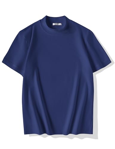 Image of COOFANDY Mens Mock Turtleneck Shirts Casual Premium Cotton Short Sleeve Shirt Basic Half Neck T-Shirts