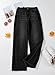 Sidefeel Women's High Waisted Jeans Stretchy Raw Hem Straight Leg Denim Pants Size 14 Black