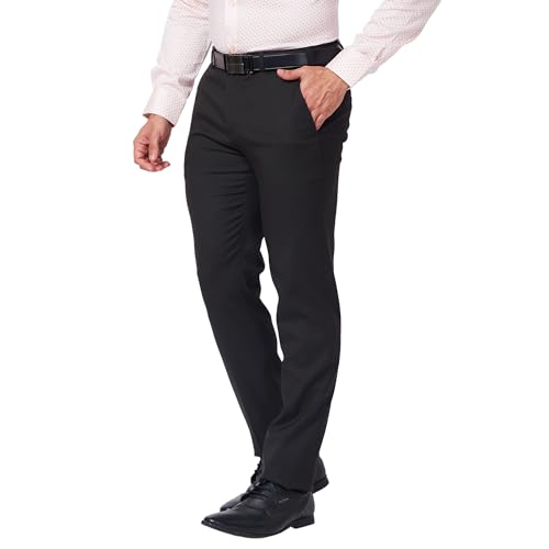 Image of Raymond Men's Slim Fit Polyester Blend Checks Pattern Flat Front Formal Trouser
