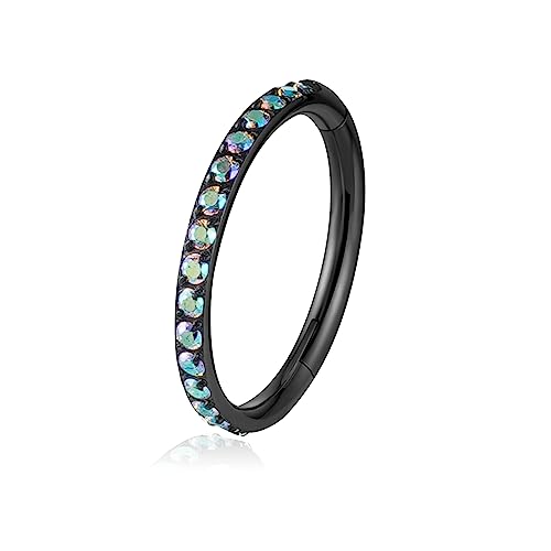 16G Titanium Cartilage Earring Hoop for Conch Helix Tragus 8mm 10mm 12mm Hypoallergenic Hinged Clicker Nose Rings Septum Piercing Jewelry for Women Men