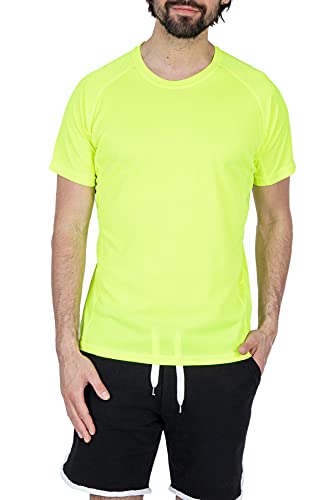 Mivaro Herren T-Shirt Sport Größe: 3XL - atmungsaktives Fitnessshirt mit schnelltrocknendem Stoff - perfekt für Lauftraining, Outdoor-Aktivitäten & Workout - in strahlendem Neongelb