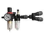 Pawleso Druckminderer Druckluft, 1/4 Luftfilter Druckregler mit Öl Wasserabscheider und PVC 2 Wege Ventil Luftverteiler Y Typ Luftverteiler Kupplungsstücke