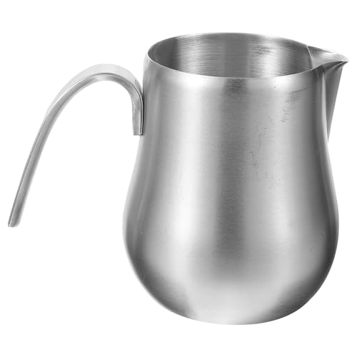 TOYANDONA Jarra de Acero Inoxidable de 650 Ml para Espumar Leche con Asa, Jarra para Café Espresso Multifuncional sin Tapa, Adecuado para Cafeterías y Uso Doméstico