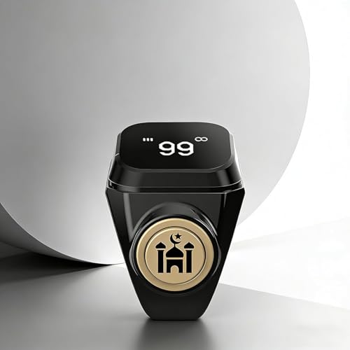 Image of Smart Tasbih Counter,20mm (10) Muslim Digital Azan Alarm Clock Zikr Ring,APP Support Digital Counter Prayer Reminder Rings, Waterproof 4 Digit Finger Counter for Muslims