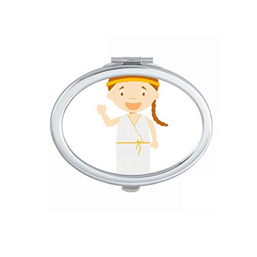 Long White Dress Greece Cartoon Mirror Portable Fold Hand Makeup Double Side Glasses image 2