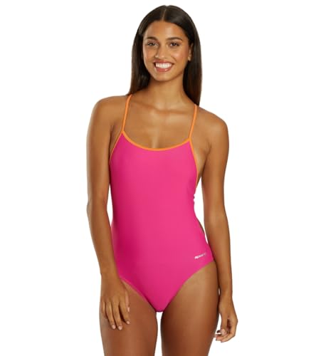 Sporti Women's Tie Back One Piece Swimsuit - Pink Punch/Clementine - 38