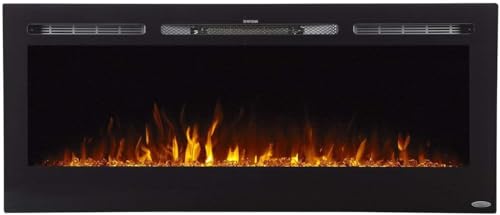 Touchstone Smart Electric Fireplace-The Sideline 50" Wide-in Wall Recessed - 30 Realistic Ember Color/Flame Options - 1,500W Heater w/Thermostat - Log & Crystal Hearth Options - Alexa/WiFi Enabled