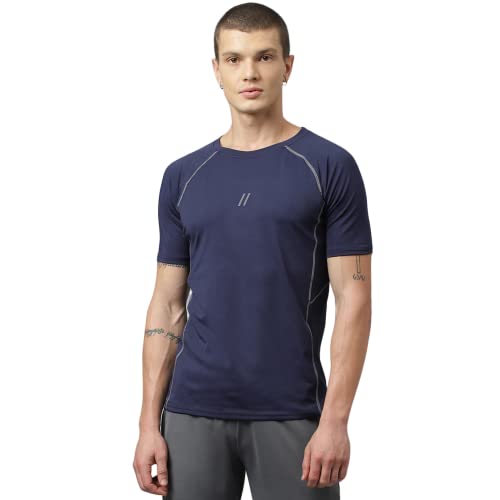 Image of ATICX Men's Slim Fit Polyester Half Sleeve T Shirt - Quick Dry Lycra Sports Compression Training Tee for Gym, Running