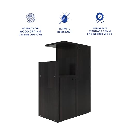 Image of DF2H Bedside Table | 1 Year Warranty | Contemporary & Slim Bedside Table, Hana, Side Table Nightstand Wenge Colour (Melamine Finish)