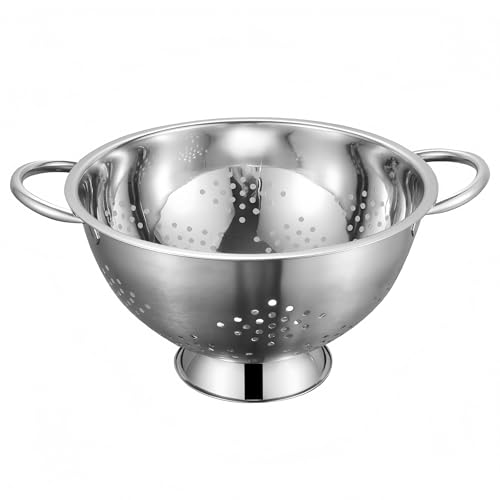 Image of Stainless Steel Colander Kitchen Food strainers Handle Footed Base 26cm