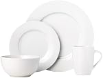Amazon Basics 16-Piece Ensemble de vaisselle, assiettes, bols, tasses, service pour 4, blanc