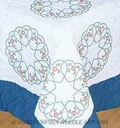 jbr1159 Jack Dempsey Stamped White Quilt Blocks - Starburst of Hearts