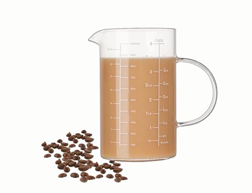 High Borosilicate Glass Measuring Cup with Handle, V-Shaped Spout Pitcher