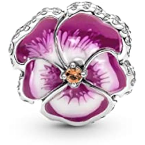 PANDORA Pink Pansy Flower Charm Bracelet Charm Moments Bracelets - Stunning Women's Jewelry - Gift for Women in Your Life - Made with Sterling Silver, Cubic Zirconia & Enamel