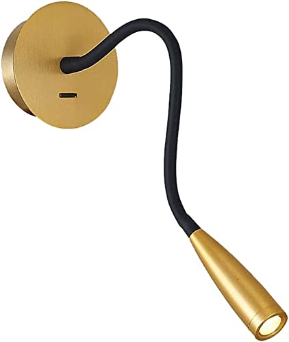 Lámpara de mesilla de noche de 3W en bronce con brazo flexible LED de alta durabilidad