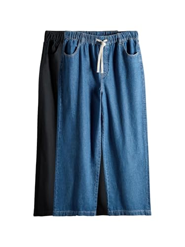 THE SET Mujeres Pack de 2 Vaqueros sin Cierres de Pernera Ancha Black/Mid Blue 42