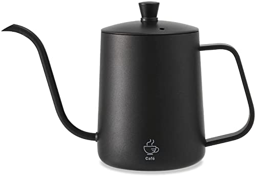 Hervidor pequeño con cuello de cisne negro, pico largo y estrecho, 550 ml, acero inoxidable, mini...
