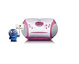 Lenco SCD-24 Kids - CD-Player für Kinder - CD-Radio - mit Aufklebern - Boombox - UKW Radiotuner - Titel Speicher - 2 x 1,5 W RMS-Leistung - Netz- und Batteriebetrieb - Rosa