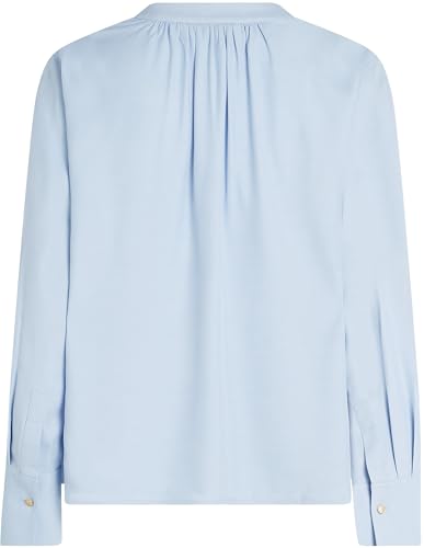 Tommy Hilfiger Damen Bluse Soft Viscose mit V-Ausschnitt, Blau (Breezy Blue), 44 – Ansicht 6