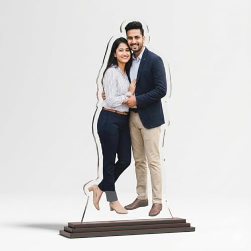 Image of SAVRI Personalized Acrylic Photo Cutout (6x8) - Custom Photo, 5mm Thick - Unique Tabletop, Best Gift for Birthday, Anniversary, Girlfriend, Boyfriend, Husband, Wife & Special Occasions (For Couple)