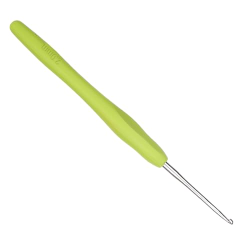 Coopay Agujas de ganchillo de 2,0 mm, 1 pieza multicolor de metal, agujas de ganchillo ergonómicas con mango suave y ganchillo de aluminio de alta calidad, agujas de ganchillo para manos artriticas,