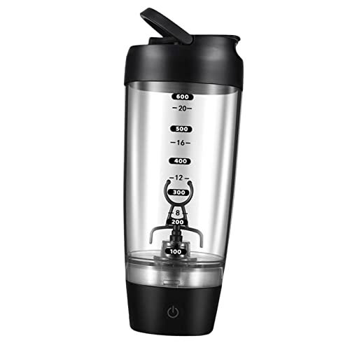 Shaker de protéines électrique portable de 591 ml pour mélanges de protéines, sport, fitness (noir)