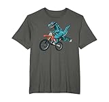 Funny Dino On Dirt Bike T-Rex Lover Rider Motorcycle Riding T-Shirt