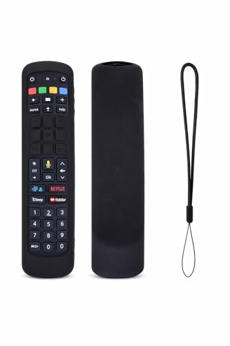 Image of Silicone TV Remote Cover 'Compatible with' Jio Tv Remote Protective Case with Lanyard (Black) [Remote NOT Included]