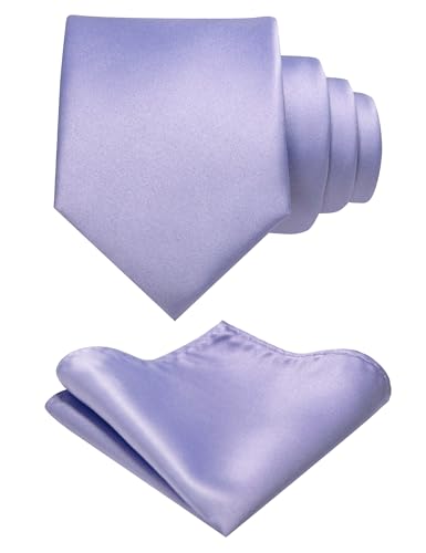 Image of RBOCOTT Solid Color Tie and Pocket Square Hankerchief with Lapel Pin Set for Men
