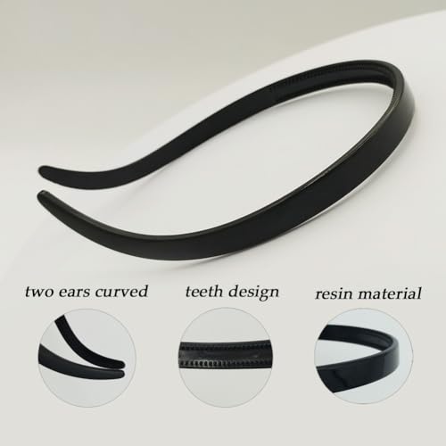 Bikczewin 2Pcs Skinny Headbands Comfortable Plastic Fashion Head Bands No Slip Shark Tooth Thin Hair Accessories For Women Who Wear Glasses thumb #1
