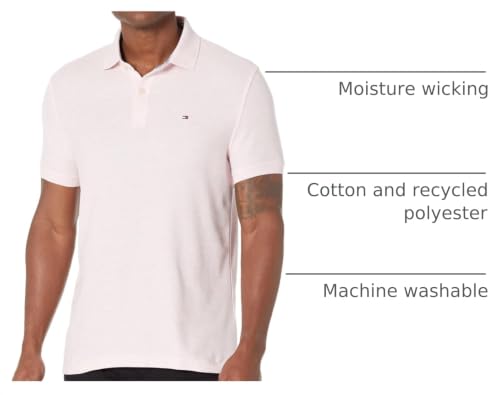 Image of Tommy Hilfiger Men's Short Sleeve Moisture Wicking Stretch Polo Shirt With Quick Dry + Uv Protection