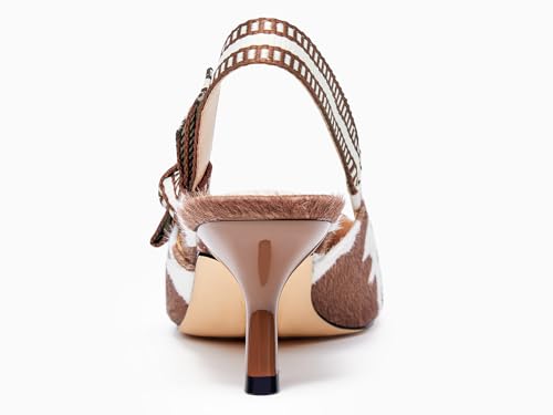 Image of Coutgo Womens Slingback Kitten Heels Closed Pointed Toe Bowknot Knitted Slip On Work Pumps Dress Shoes