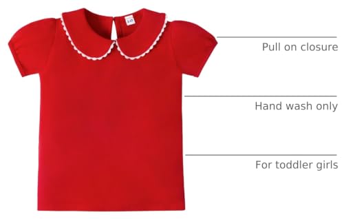 Image of LYSMuch Girl Short Sleeve Peter Pan Collar Shirt Kid School Polo Shirt