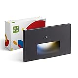 ASD LED Recessed Step Light Fixture, Dusk to Dawn Outdoor Stair Tread Lighting | 3CCT, Photocell, Waterproof, ETL Listed | 3W 120LM 3000K-5000K 120V | Staircase Hardwired Illumination | Black