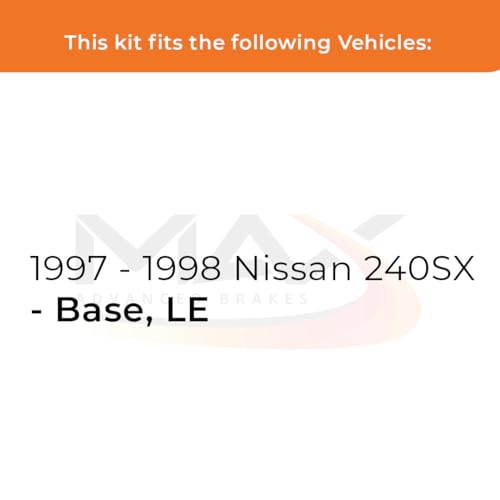 Image of Max Advanced Brakes Front & Rear Brake Kit Compatible With 1997 1998 Nissan 240SX Base LE Replacement Geomet Coated OE Disc Brake Rotors and Ceramic Brake Pads