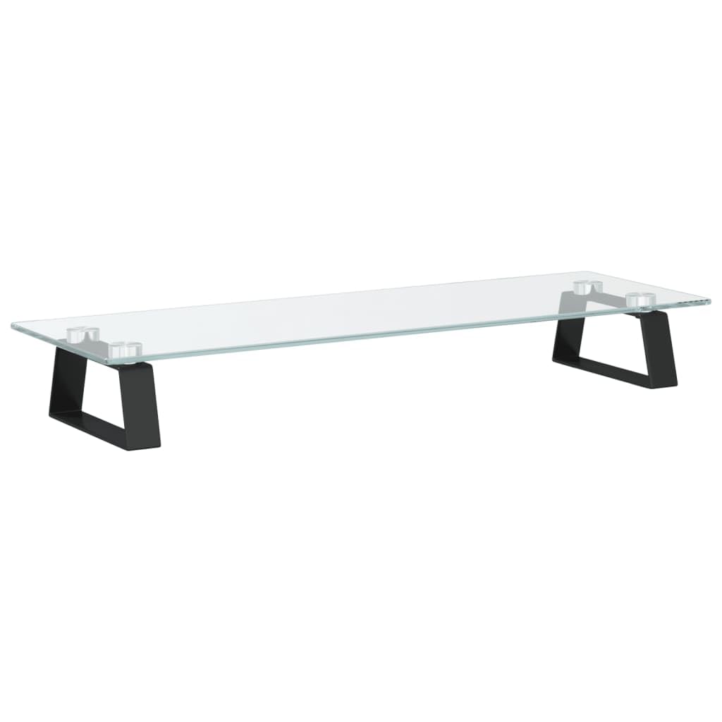 Vidaxl Black Monitor Stand, Display Stand For Laptops And Monitors, Computer Stand For Home Office, Monitor Stand Riser, Tempered Glass And Metal
