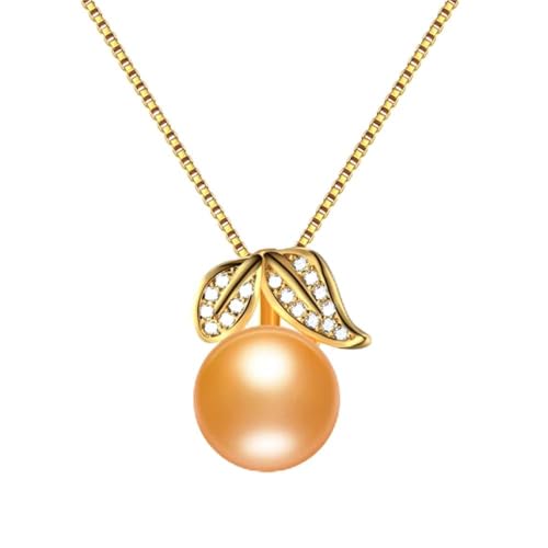 Collier perles d'eau douce naturelles pendentif feuille zircon pour femme