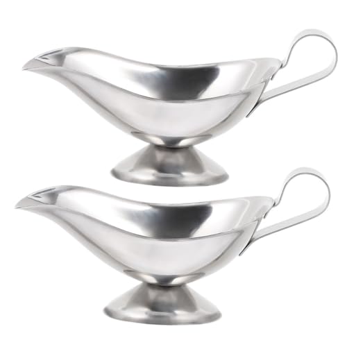 Cabilock Dishwasher Safe Gravy Boat 2 Pcs Metal Sauce Dispenser Spout for Outdoor Bbq Picnic Home Dinners