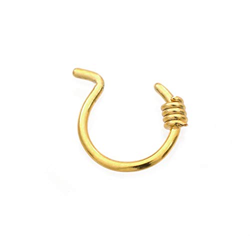 Faux Body Piercing Hoop Plated Gold Color Non-piercing Nose Lip