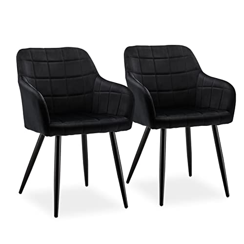 Clipop Juego De 2 Sillas De Comedor De Terciopelo, Sillas De Cocina Con Respaldo Y Patas De Metal 2, Negro Clipop Juego De 2 Sillas De Comedor De Terciopelo, Sillas De Cocina Con Respaldo Y Patas De Metal 2, Negro