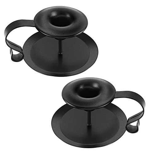 Portavelas, juego de 2 candelabros para vela cónica, compatible con velas de 3/4 pulgadas, cumpleaños, bodas, fiestas, candelabros decorativos de hierro Cover
