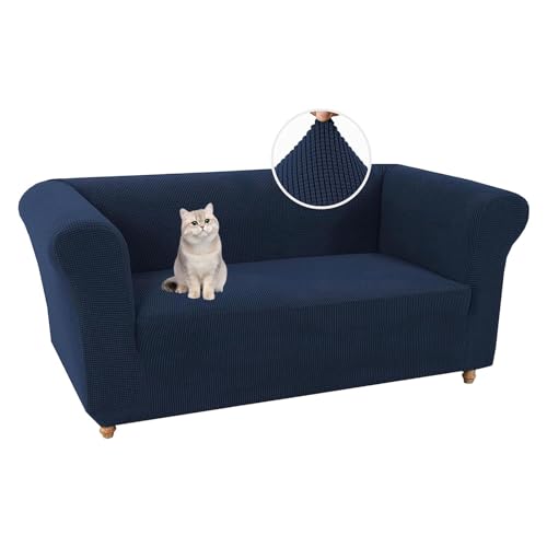 Housse de canapé Chesterfield extensible veloutée bleu roi