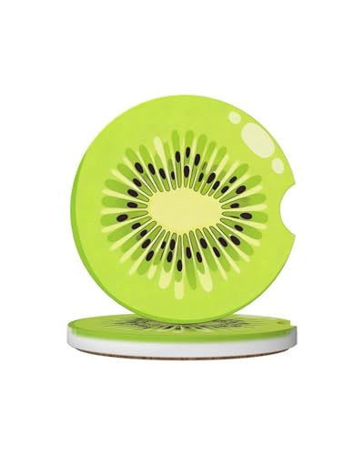 Portavasos cerámicos para carro, 2 piezas, diseño Kiwi Fruit miniatura 1