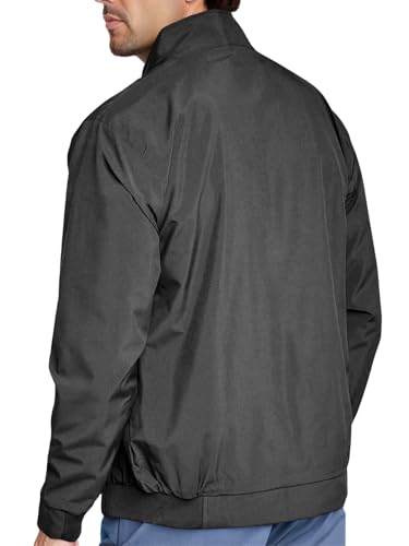 Runcati Men's Lightweight Full Zip Jackets Golf Stand Collar Bomber Jacket Casual Windbreaker Outwear4