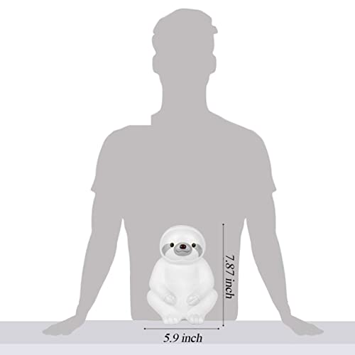 Image of Winsterch Ceramic Piggy Bank, White, Sloth Money Bank for Kids & Adults | 7.87 x 5.9 Inches, Large Capacity, Cute, Combines Educational and Decorative Functions, Saving Box Coin Bank Gift for Girls