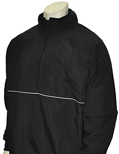 Smitty | BBS-323 | Convertible Half-Sleeve Baseball Softball Umpire Jacket | Baseball Official's Choice! (Black w/Black, White Trim, Large)