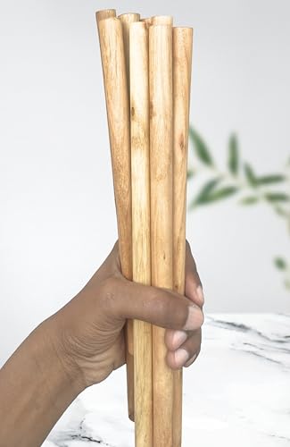 Image of BLOOMAX 10 Pcs 12 Inch x 10mm Hardwood Wooden Dowels | Smooth Sanded Solid Round Sticks | Perfect for Macrame, Craft, DIY & Wall Hanging