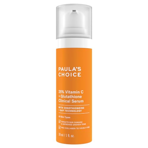 Paula's Choice 25% Vitamin C + Glutathione Clinical Siero - Anti-Age Vitamina C Siero Viso - Reduce Macchie Scure & Colorito Spento- con Glutatione - Tutti i Tipi di Pelle - 30 ml