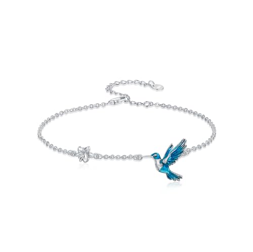 Image of 925 Sterling Silver Anklet Foot Bracelet with Crystal from Austria, Anklet Jewelry Gifts for Women 11 Inch Adjustable