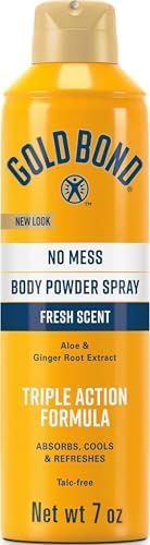 Gold Bond No Mess Talc-Free Body Powder Spray, 7 oz., Fresh Scent, with a Triple Action Formula